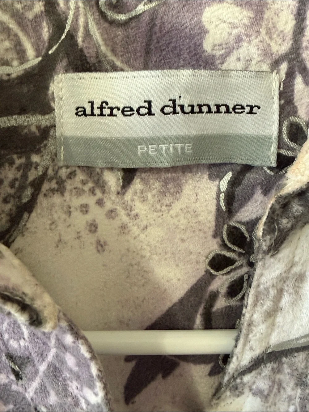 Alfred Dunner 6P Jacket Floral Paisley Lined Button Front Lavender Gray Petite